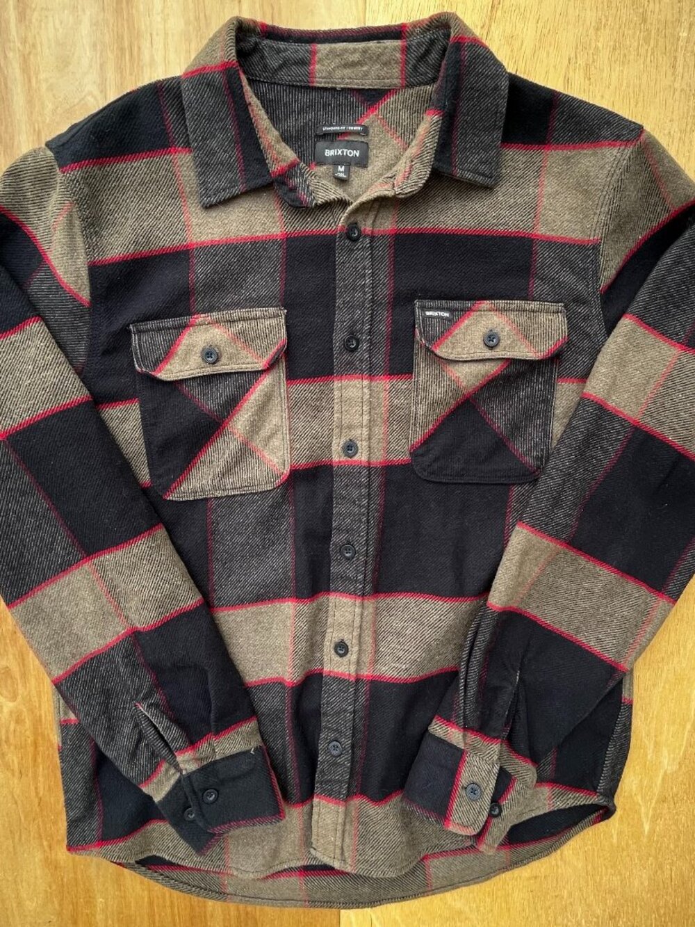 BRIXTON PLAID LONG SLEEVE FLANNEL SHIRT MEN’S sz M Brown Black Heather Gray